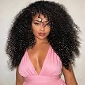 XSY Kinky Curly Half Wig Human Hair for Black Women 200 Density 3 In 1 Seamless Flip Over Glueless Wear and Go Curly Headband Wig Beginner Friendly Natural Black Color 18 Inch