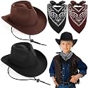 Xtinmee 2 Sets Kids Cowboy Hats with Paisley Bandanas