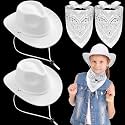 Xtinmee 2 Sets White Kids Cowboy Hats with Paisley Bandanas
