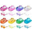 Xtinmee Space Cowgirl Hat Holographic Heart Sunglasses Set for Women