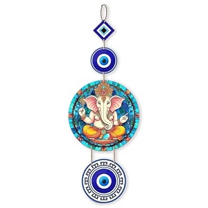 xstore xtore decorative wall art mdf wooden hanger for living room  bedroom  office  kitchen  evil eye  nazar raksha  with modern ganesha home decor - pack of 1