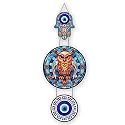 XSTORE Xtore Decorative Wall Art MDF Wooden Hanger for Living Room | Bedroom | Office | Kitchen | Evil Eye | Nazar Raksha | with Owl for Home Decor - Pack of 1