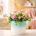 Xtore Elegant Ribbed Ceramic Planter for Home