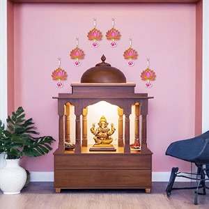 xtore homemade lotus velvet wall decor with ball style 6 pcs  lotus hangings for home decoration pink