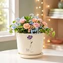 Xtore Serene Floral Ceramic Planter with Saucer