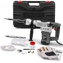 XtremepowerUS 1400W Electric Demolition Jack Hammer, 3900 BPM Heavy Duty Concrete Breaker with Point & Flat Chisel Bits, Adjustable Handle, Carrying Case for Concrete, Brick, Asphalt & Masonry