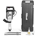 XtremepowerUS 3600W Electric Demolition Jack Hammer with 2 Chisel Bits (Flat &amp; Point) – Construction Concrete Breaker Punch Drill DIY Floor Drill with Case