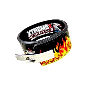 xtremex 13mm flame weightlifting lever belt  deadlift amp gym belt for lower back support  squats  1 year warranty for lever  powerlifting belts for men and women with heavy duty buckle black l