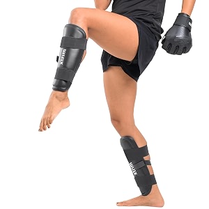 xtrim boxing shin guard with secure velcro fit high-density foam padding