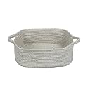 XUANGUO Medium Woven Cotton Rope Storage Basket with Handles, Light Grey
