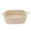XUANGUO Medium Woven Cotton Rope Storage Basket with Handles, Oatmeal