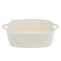 XUANGUO Medium Woven Cotton Rope Storage Basket with Handles, White
