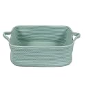 XUANGUO Medium Woven Cotton Rope Storage Basket with Handles, Light Green