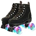 XUDREZ Cowhide Roller Skates for Women and Men High-Top Shoes Double-Row Design,Adjustable Classic Premium Roller Skates