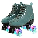 XUDREZ Cowhide Roller Skates for Women and Men High-Top Shoes Double-Row Design,Adjustable Classic Premium Roller Skates