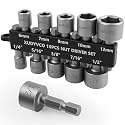 XUDYVCO 10PCS Power Nut Driver Set for Impact Drill, 5 Metric & 5 SAE