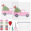 XunYee 24 Pcs Pink Christmas Truck Needlepoint Kit for Beginners Starters