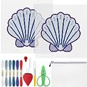 XunYee 28 Pcs Blue Scallop Shell 18 Mesh Needlepoint Canvas Kit