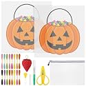 XunYee 31 Pcs Halloween Pumpkin Bucket Needlepoint Kit for Beginners Adults
