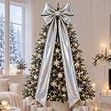 XunYee Large Metallic Foil Christmas Tree Bows, 19.7 x 71 Inch, Iridescent