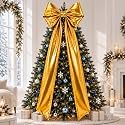 XunYee Large Metallic Foil Christmas Tree Bows, 19.7 x 71 Inch, Gold