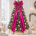 XunYee Large Metallic Foil Christmas Tree Bows, 19.7 x 71 Inch, Pink