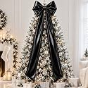 XunYee Large Metallic Foil Christmas Tree Bows, 19.7 x 71 Inch, Black