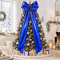 XunYee Large Metallic Foil Christmas Tree Bows, 19.7 x 71 Inch, Blue