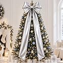XunYee Large Metallic Foil Christmas Tree Bows, 19.7 x 71 Inch, Silver