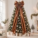 XunYee Large Metallic Foil Christmas Tree Bows, 19.7 x 71 Inch, Brown