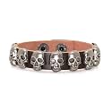 Xusamss Punk Rock Alloy Buckle Leather Wristband Skull Cuff Bracelet,7.5" Wrist
