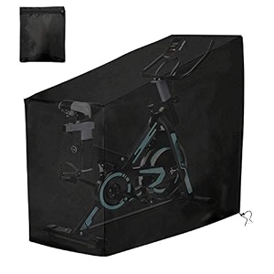 upright excercise bike cover waterproof dustproof spinning bicycle cover drawstring polyester fiber cover with storage bag