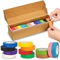 XUWAIDSGN 12 Colored Painters Tape Rolls - 12 Colors, 2/3 inch with Dispenser - Colored Masking Tape for Labeling, Art, DIY, Craft, Office, School