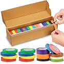 XUWAIDSGN 18 Pcs 12 Colored Painters Tape Rolls - 1/2" x 22 Yards - Colored Masking Tape with Dispenser - Rainbow Paper Tape for Art, DIY, Craft, Labeling