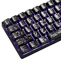 XVX Black Shine Through Keycaps, Forged Carbon-Look Cherry Profile Keycap Set, 140-Key Side Printed Keycaps Fit for ANSI Layout MX Switches Mechanical Keyboard