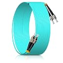 0.5M/1.65FT(2PCS) FC/UPC to ST/UPC MM OM3 DX LSZH 3.0mm Indoor Fiber Optic Patch Cord, FC to ST Multimode 50/125μm Duplex FC-ST Optical Fiber Jumper Cable-XFUTU321-0.5