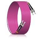 15M/50FT ST/UPC to ST/UPC MM OM4 DX LSZH 3.0mm Indoor Fiber Optic Patch Cord, ST to ST Multimode 50/125μm Duplex ST-ST Optical Fiber Jumper Cable-XTUTU421-15