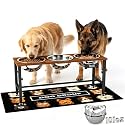 XXLarge Wooden Elevated Dog Bowl Stand – 4 Adjustable Heights (11.8"-17.7"), Wooden &amp; Metal with 3 Stainless Steel Bowls &amp; Splash Pad for Large &amp; Extra Large Breeds