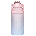 XXSSIER Sipper Water Bottle 2 Liter with Motivational Time Marker Non-Toxic Water Bottle for Office, Water Bottle for Gym (Pink), Plastic, Pack of 1
