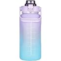 XXSSIER Sipper Water Bottle 2 Liter with Motivational Time Marker Non-Toxic Water Bottle for Office, Water Bottle for Gym (Purple), Plastic, Pack of 1