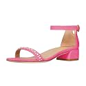 XYD Women Pearls Open Toe Strappy Low Block Heel Sandal Flats Ankle Strap with Buckle Wedding Bridal Dress Shoes