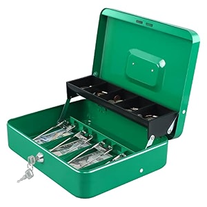 xydled cash box with key lock metal money box safe storage box green