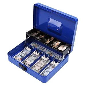 xydled cash box with combination lock metal money safe storage box blue
