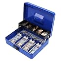 xydled Cash Box with Combination Lock, Metal Money Safe Storage box, Blue