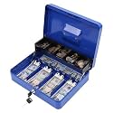 xydled Cash Box with Key Lock, Metal Money Box, Safe Storage box, Blue