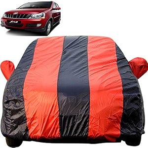 xylo dustproof car cover with mirror pockets red blue stripes taffeta polystertriple stitched compatible with mahindra xylo car cover 2009 to 2014 xylo car accessories