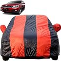 Xylo Dustproof Car Cover with Mirror Pockets, Red Blue Stripes, Taffeta Polyster,Triple Stitched, Compatible with Mahindra Xylo Car Cover (2009 to 2014), Xylo Car Accessories