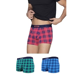 XYXX Mens Modal Checkered Trunks Slim Fit