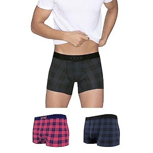 XYXX Mens Modal Checkered Trunks Slim Fit