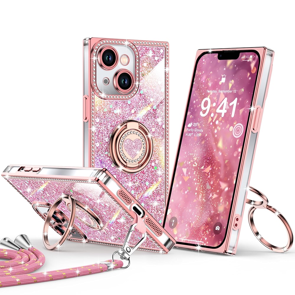 XYZ for iPhone 14 Back Cover Case, Glitter Bling Phone Cover with 2 ...